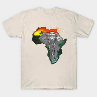 African map, landscape and elephant T-Shirt